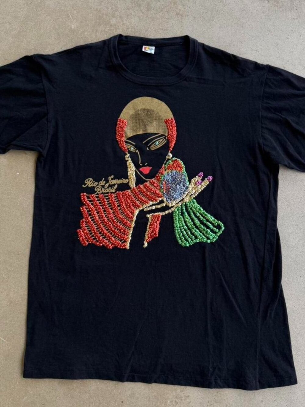 1970s Rio De Janeiro Brazil Embellished Vintage Festival Art Graphic T Shirt